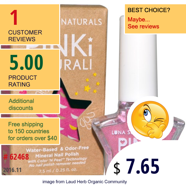 Luna Star Naturals, Pinki Naturali, Mineral Nail Polish, Concord, 0.25 Fl Oz (7.5 Ml)