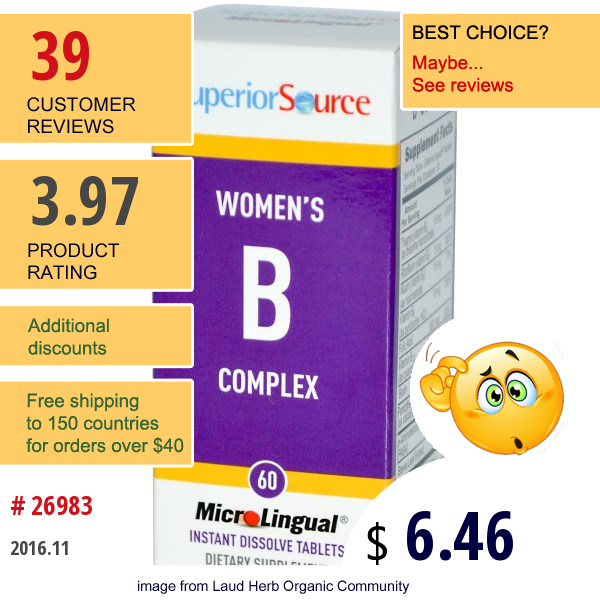 Superior Source, Womens B Complex, Microlingual, 60 Tablets