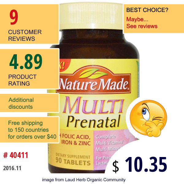 Nature Made, Multi Prenatal, Complete Multi Vitamin/mineral, 90 Tablets