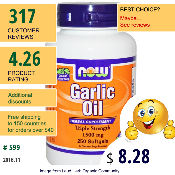 Now Foods, Garlic Oil, 1500 Mg, 250 Softgels
