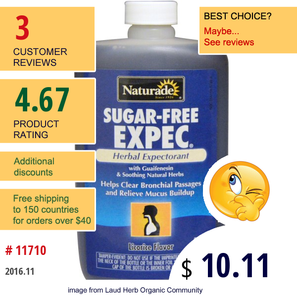 Naturade, Sugar-Free Expec,  Licorice Flavor, 8.8 Fl Oz (260 Ml)