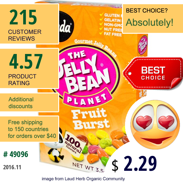 Panda Licorice, The Jelly Bean Planet, Gourmet Jelly Beans, Fruit Burst, 3.5 Oz (100 G)  