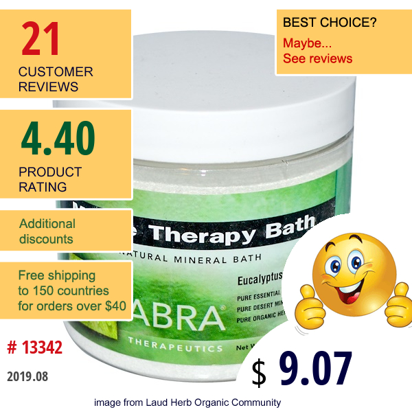 Abra Therapeutics, Muscle Therapy Bath, Eucalyptus & Rosemary, 17 Oz (482 G)