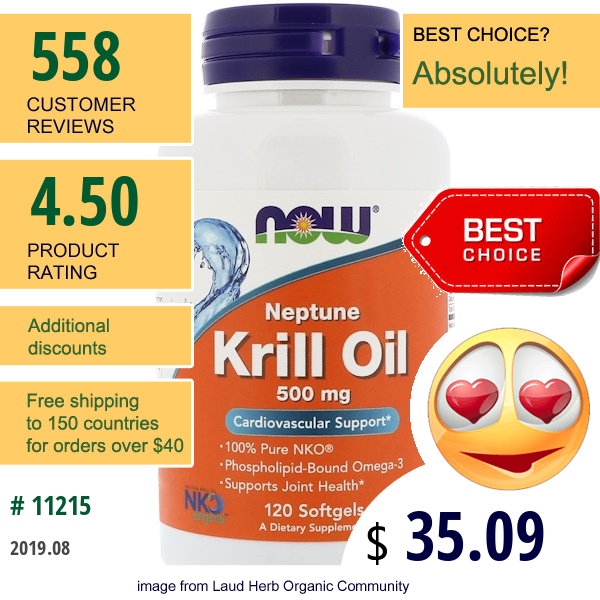 Now Foods, Neptune Krill Oil, 500 Mg, 120 Softgels