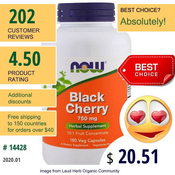 Now Foods, Black Cherry, 750 Mg, 180 Veg Capsules