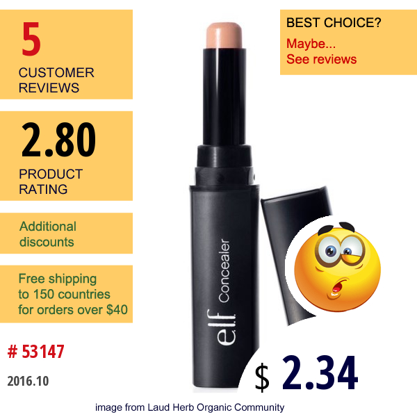 E.l.f. Cosmetics, Concealer, Honey, 0.12 Oz (3.3 G)  