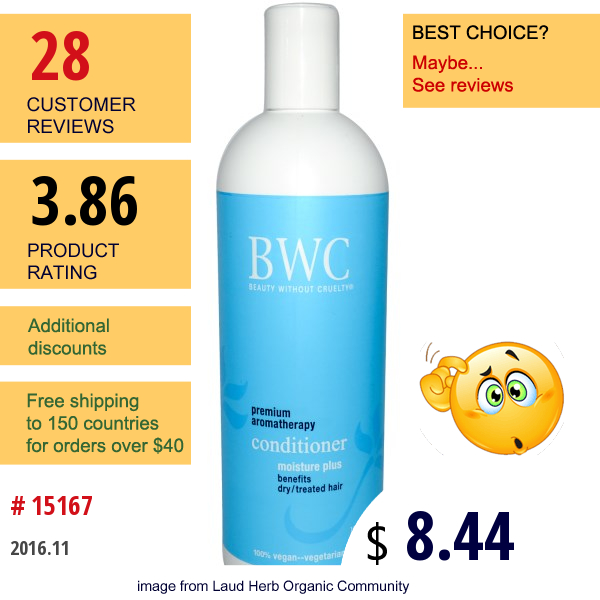 Beauty Without Cruelty, Conditioner, Moisture Plus, 16 Fl Oz (473 Ml)