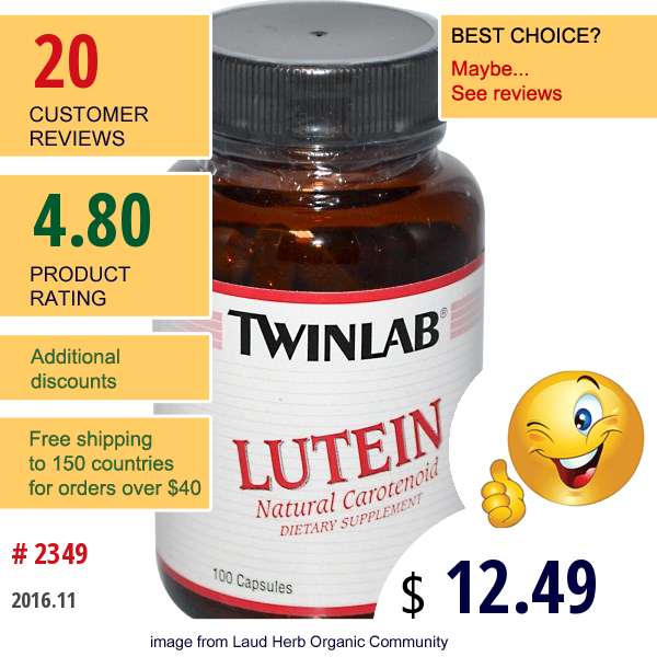 Twinlab, Lutein, 6000 Mcg, 100 Capsules  