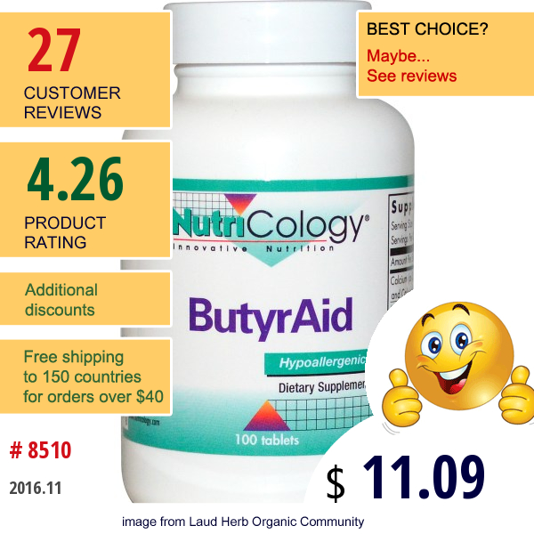 Nutricology, Butyraid, 100 Tablets