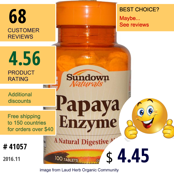 Rexall Sundown Naturals, Papaya Enzyme, 100 Tablets  