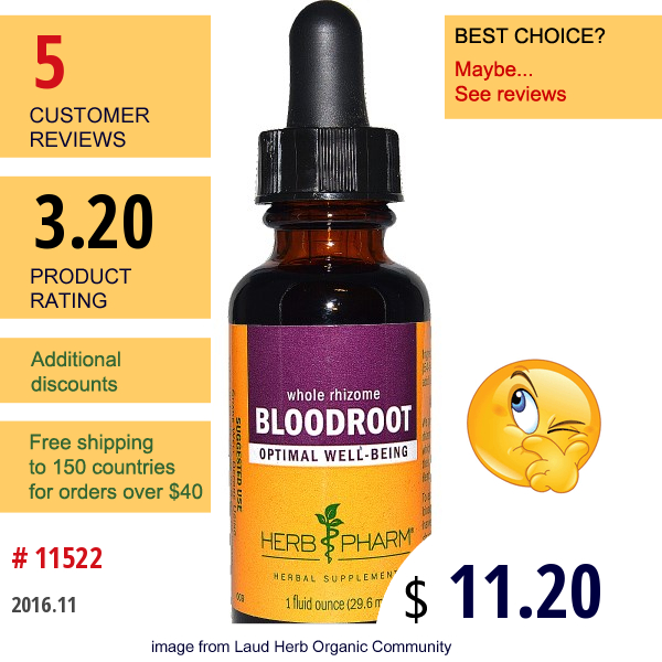Herb Pharm, Whole Rhizome Bloodroot, 1 Fl Oz (30 Ml)