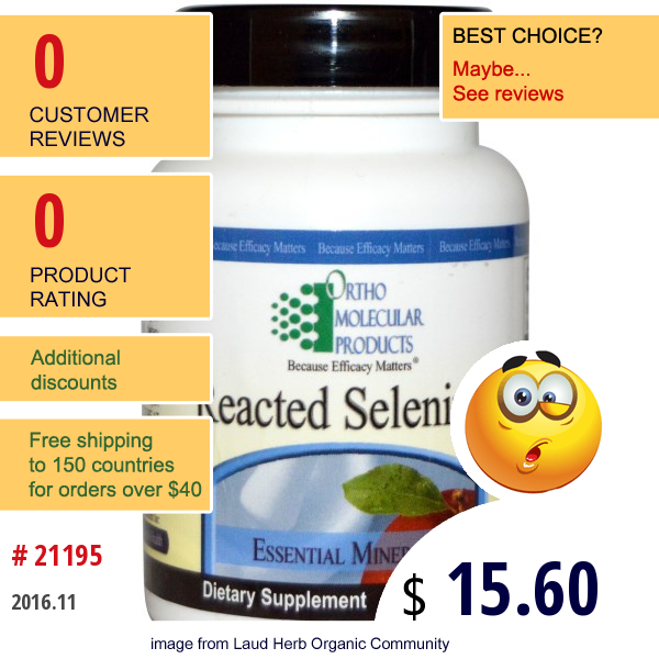 Ortho Molecular Products, Reacted Selenium, 90 Capsules  