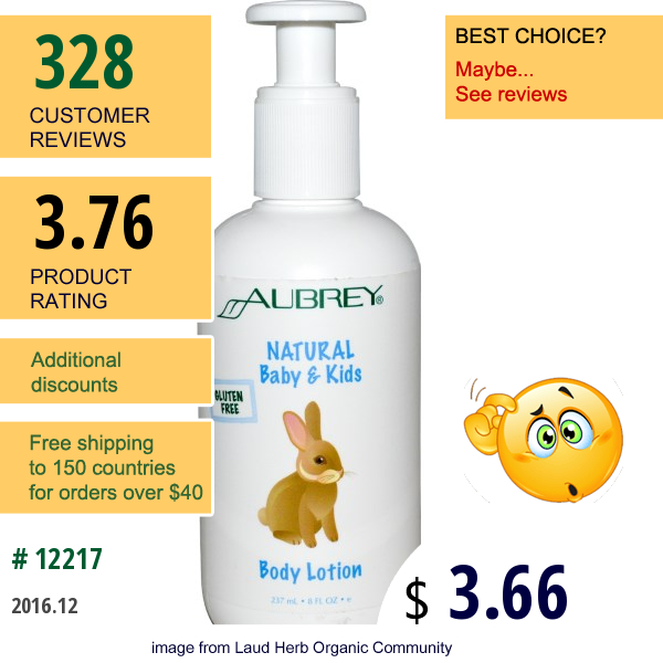 Aubrey Organics, Natural Baby & Kids Body Lotion, 8 Fl Oz (237 Ml)