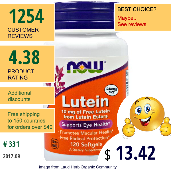 Now Foods, Lutein, 10 Mg, 120 Softgels