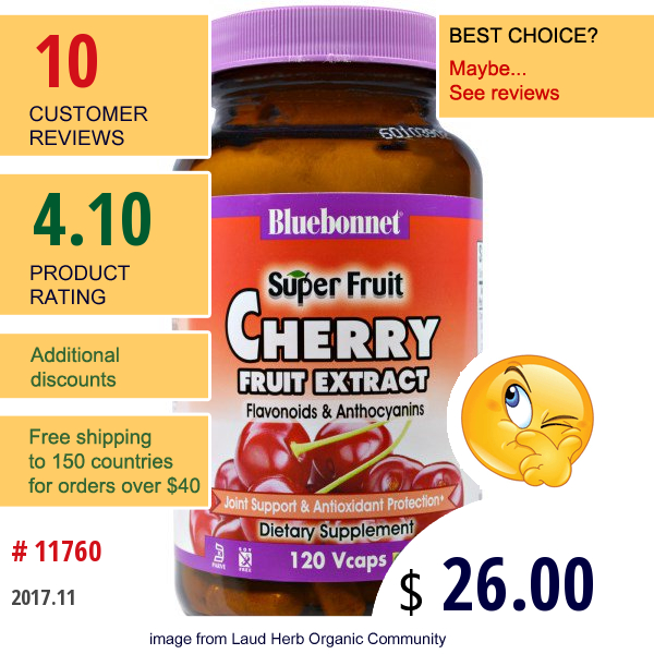 Bluebonnet Nutrition, Super Fruit, Cherry Fruit Extract, 120 Veggie Caps