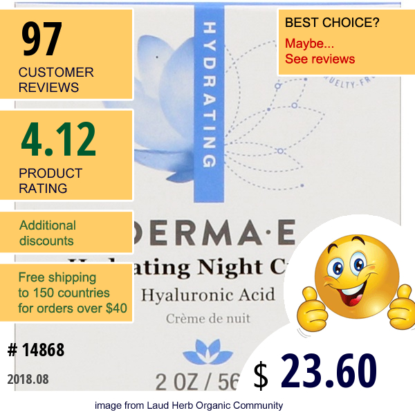 Derma E, Hydrating Night Cream, 2 Oz (56 G)