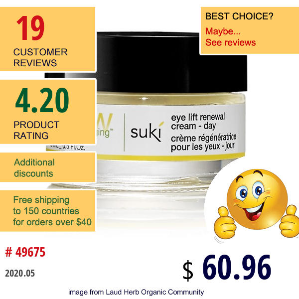 Suki , Renew, Eye Lift Renewal Cream, Day, 0.5 Fl Oz (15 Ml)  