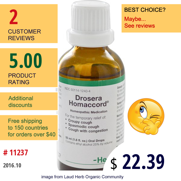 Medinatura, Drosera Homaccord, Oral Drops, 1.6 Fl Oz (50 Ml)  