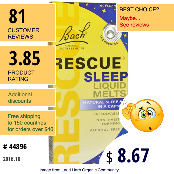 Bach, Original Flower Remedies, Rescue Sleep Liquid Melts, 28 Capsules