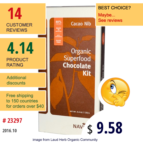 Navitas Naturals, Organic Superfood Chocolate Kit, Cacao Nib, 4.4 Oz (126 G)  