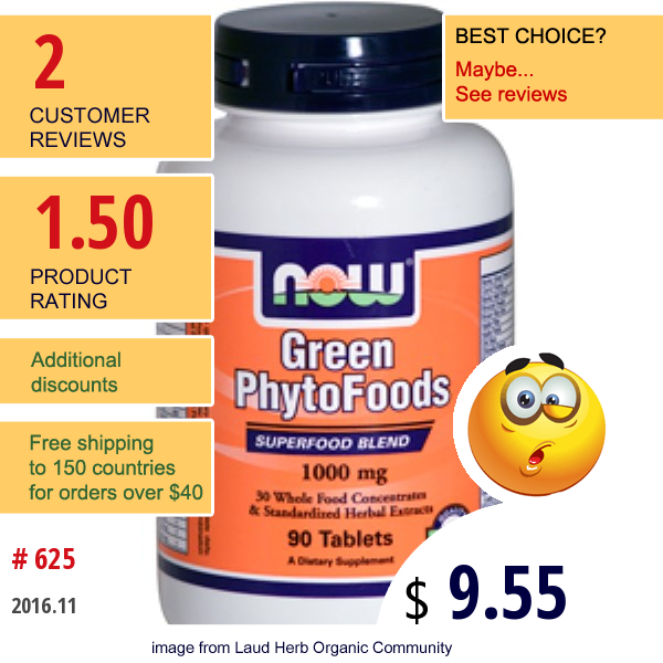 Now Foods, Green Phytofoods, 1000 Mg, 90 Tablets  