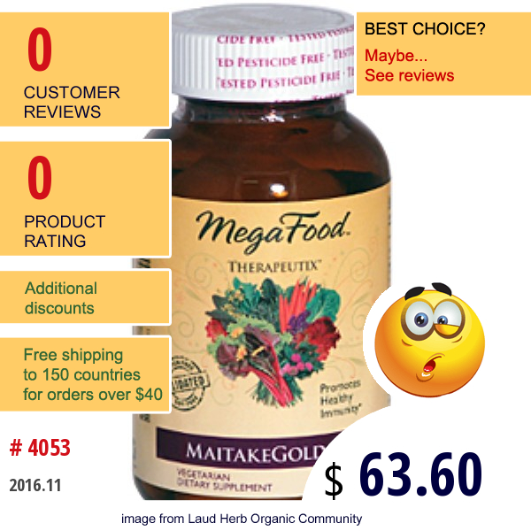 Megafood, Therapeutix, Maitakegold 404, 90 Tablets Megafood, Therapeutix, Maitakegold 404, 90 Tablets