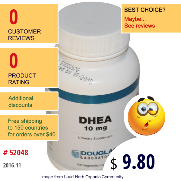 Douglas Laboratories, Dhea (Dehydroepiandrosterone), 10 Mg, 100 Veggie Caps  