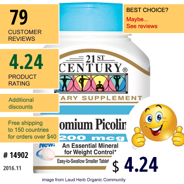 21St Century, Chromium Picolinate, 200 Mcg, 100 Tablets