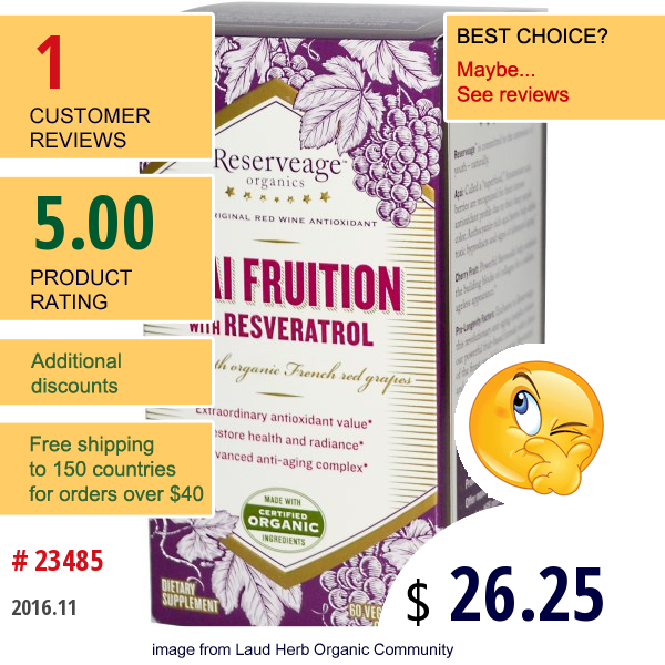 Reserveage Nutrition, Açai Fruition With Resveratrol, 60 Veggie Caps  
