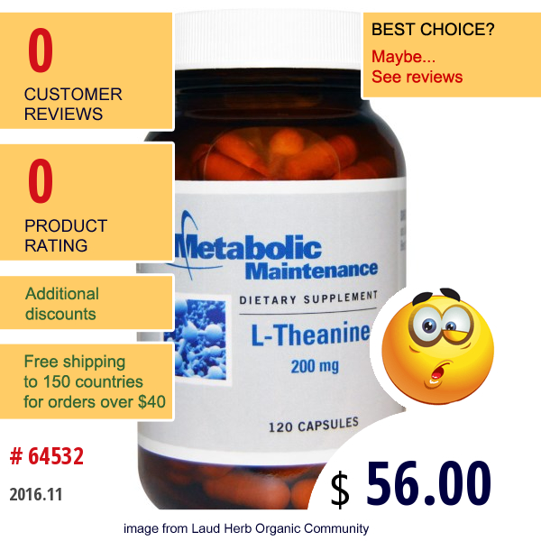 Metabolic Maintenance, L-Theanine, 200 Mg, 120 Capsules