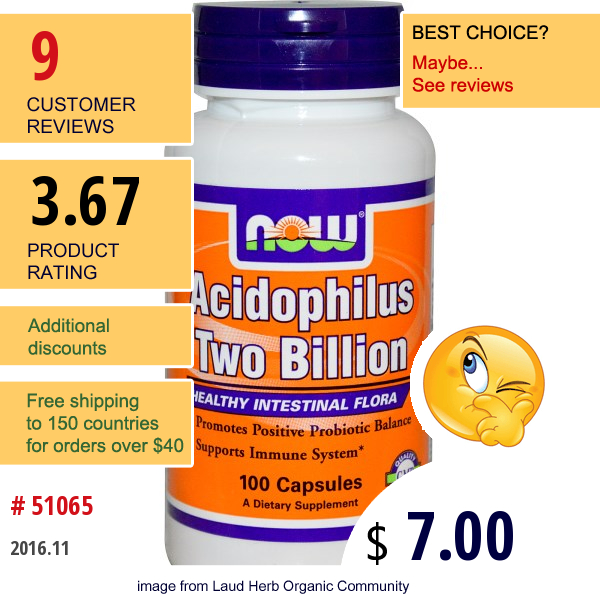 Now Foods, Acidophilus Two Billion, 100 Capsules