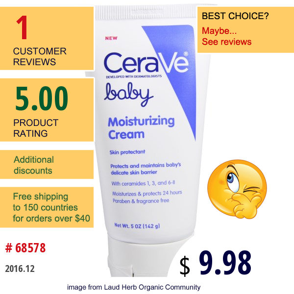 Cerave, Baby, Moisturizing Cream, 5 Oz (142 G)