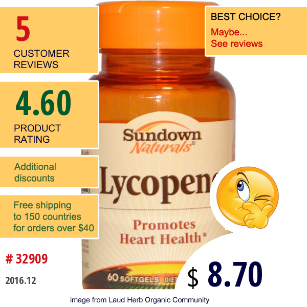 Sundown Naturals, Lycopene, 60 Softgels  