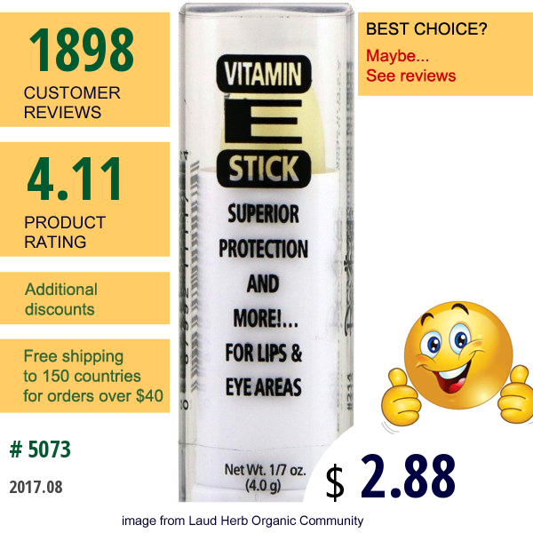 Reviva Labs, Vitamin E Stick, 1/7 Oz. (4.0 G)