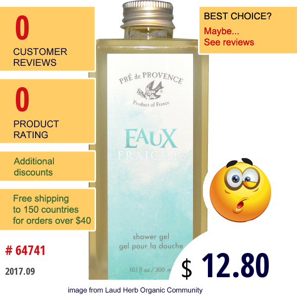 European Soaps, Llc, Pre De Provence, Eaux Fraiches Shower Gel, 10.1 Fl Oz (300 Ml)  