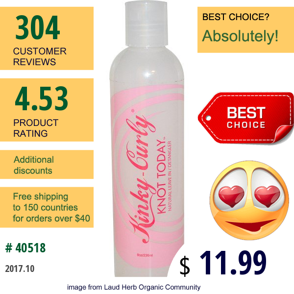 Kinky-Curly, Knot Today, Natural Leave In / Detangler, 8 Oz (236 Ml)