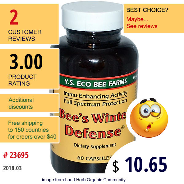 Y.s. Eco Bee Farms, Bees Winter Defense, 60 Capsules  