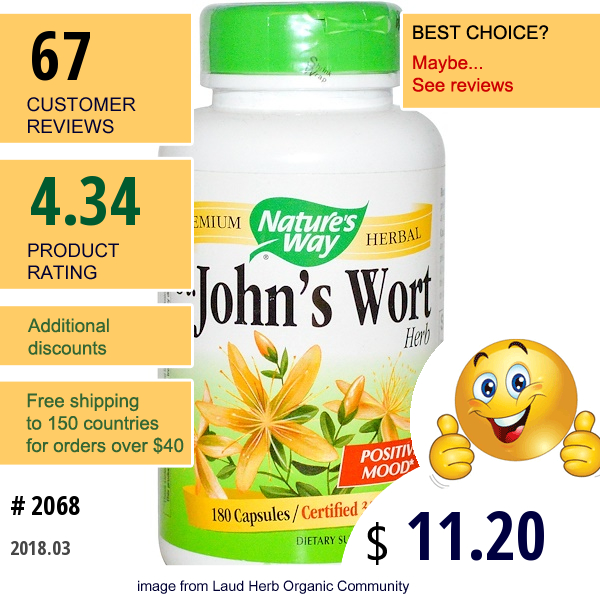 Natures Way, St. Johns Wort Herb, 350 Mg, 180 Capsules