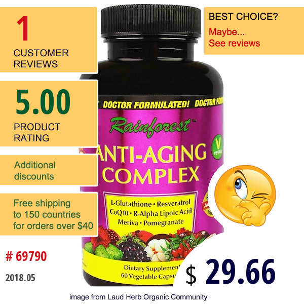 Rainforest, Anti-Aging Complex, 60 Vegitable Capsules