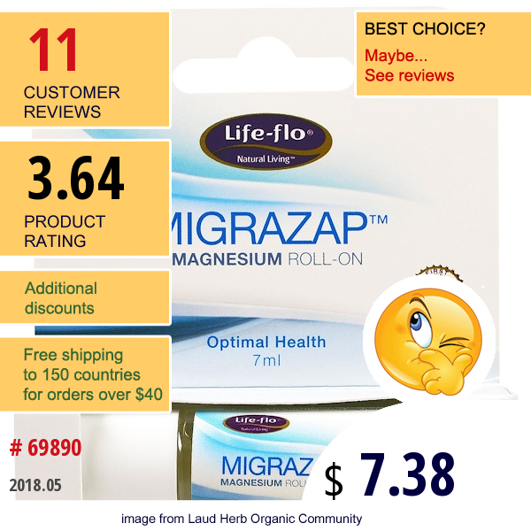 Life Flo Health, Migrazap Magnesium Roll-On, 7 Ml 