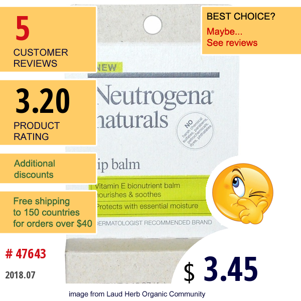 Neutrogena, Lip Balm, 0.15 Oz (4 G)  
