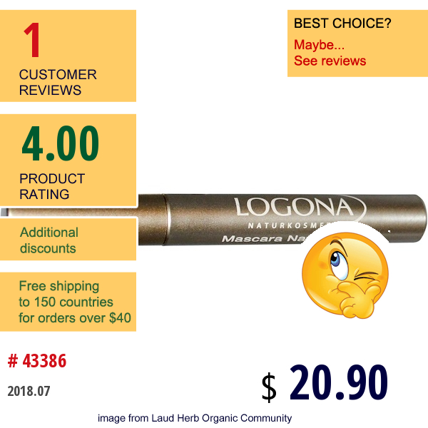 Logona Naturkosmetik, Mascara Natural Look, 02 Brown, 0.27 Fl Oz  