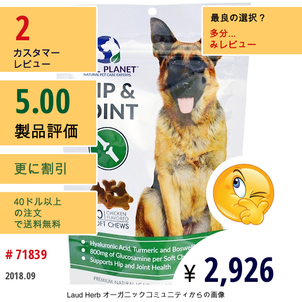 Vital Planet, ヒップ＆ジョイント、チキン風味付きソフトチュウ、4.23オンス（120 G）  