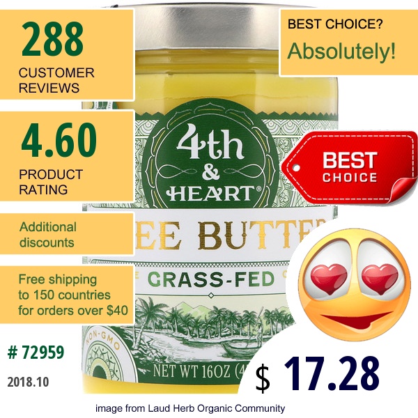 4Th & Heart, Ghee Butter, Original Recipe, 16 Oz (454 G)