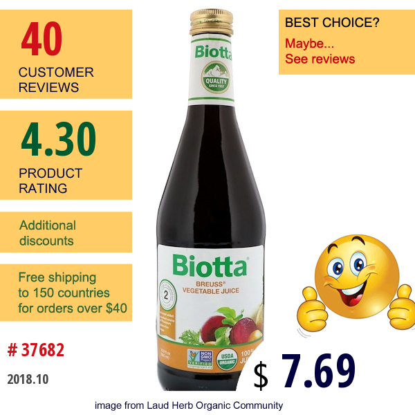Biotta, Breuss Vegetable Juice, 16.9 Fl Oz (500 Ml)