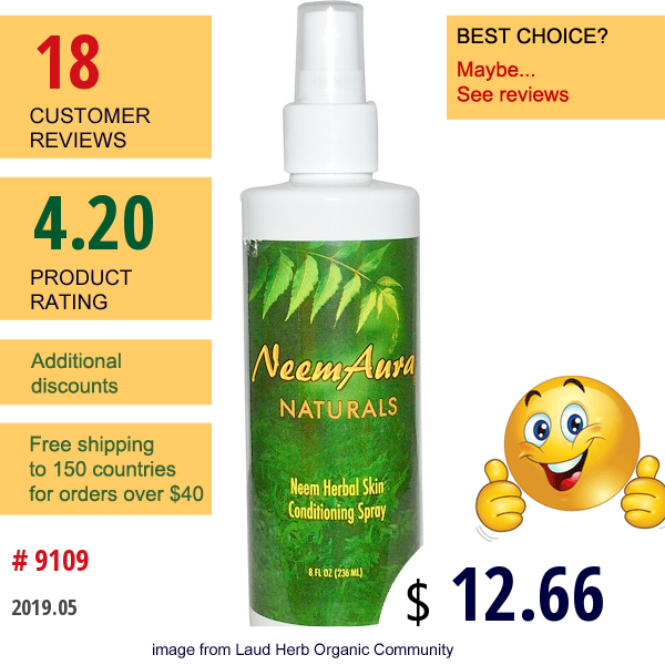 Neemaura, Neem Herbal Skin Conditioning Spray, 8 Fl Oz (236 Ml)  