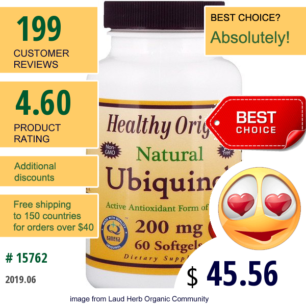 Healthy Origins, Ubiquinol, Kaneka Q+, 200 Mg, 60 Softgels