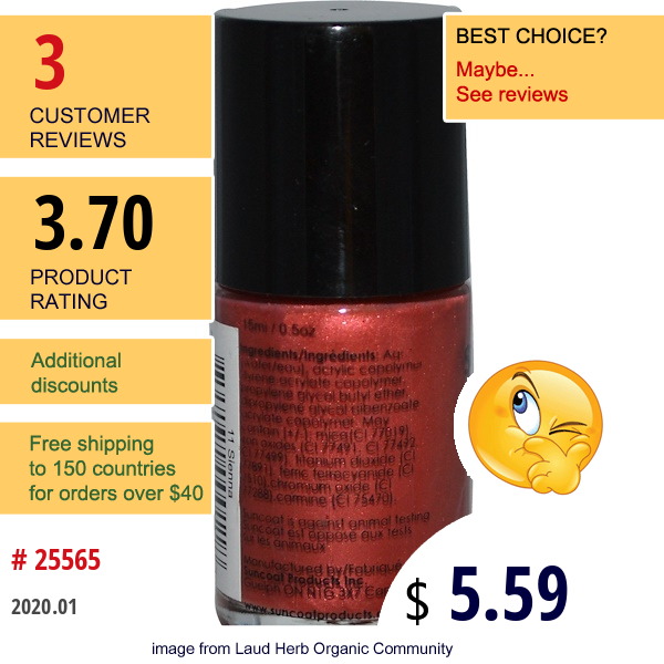 Suncoat, Water-Based Nail Polish, 11 Sienna, 0.5 Oz (15 Ml)  