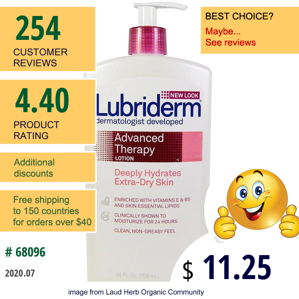 Lubriderm, Advanced Therapy Lotion, Deeply-Hydrates Extra-Dry Skin, 24 Fl Oz. (709 Ml)