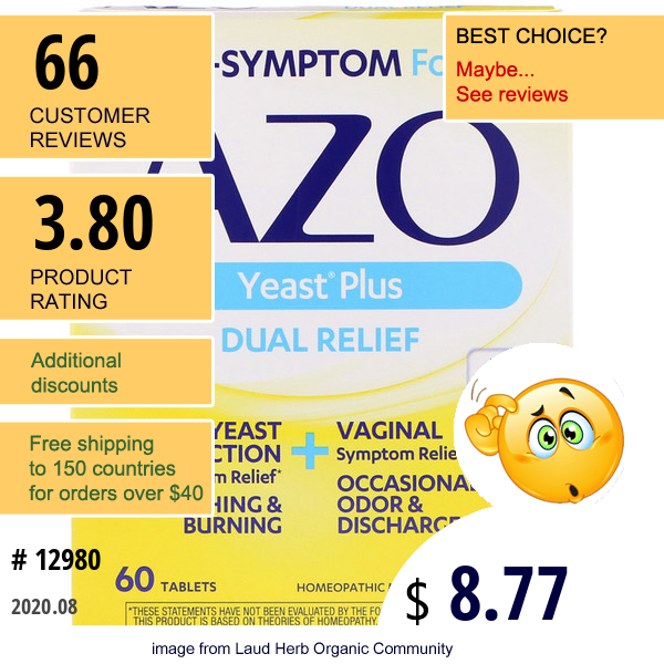 Azo, Yeast Plus, 60 Tablets